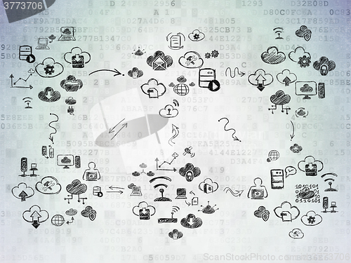 Image of Digital background: Digital Paper with  Hand Drawn Cloud Technology Icons