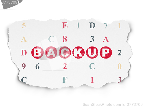 Image of Software concept: Backup on Torn Paper background