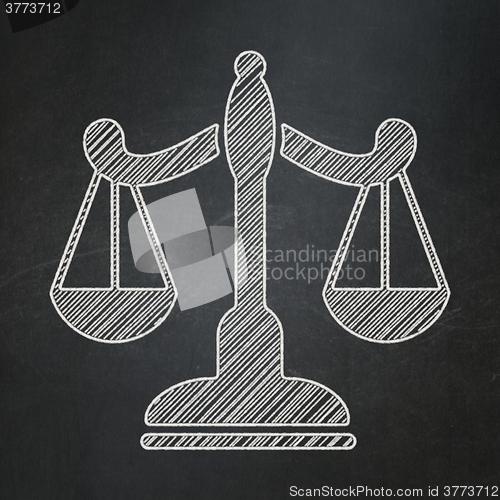 Image of Law concept: Scales on chalkboard background