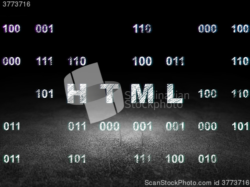 Image of Programming concept: Html in grunge dark room
