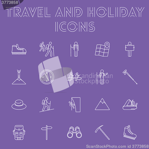 Image of Travel and holiday icon set.