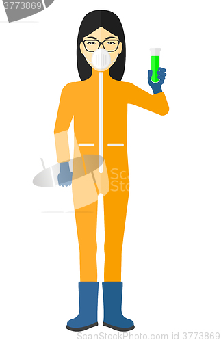 Image of Laboratory assistant with test tube.