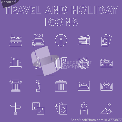 Image of Travel and holiday icon set.