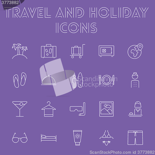 Image of Travel and holiday icon set.