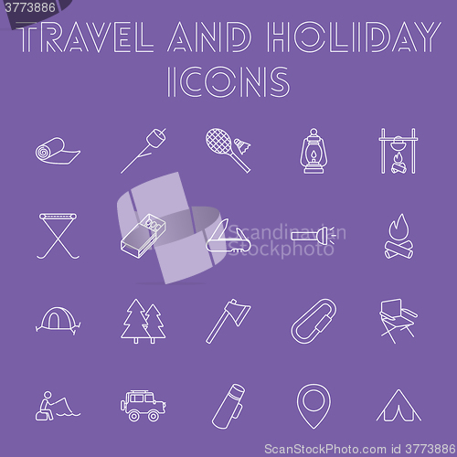 Image of Travel and holiday icon set.