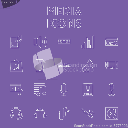 Image of Media icon set.