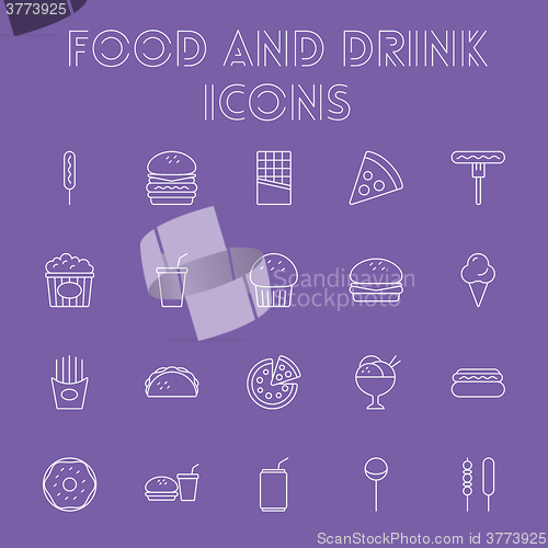 Image of Food and drink icon set.