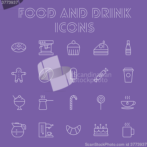 Image of Food and drink icon set.