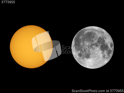 Image of Sun with sunspots seen with telescope