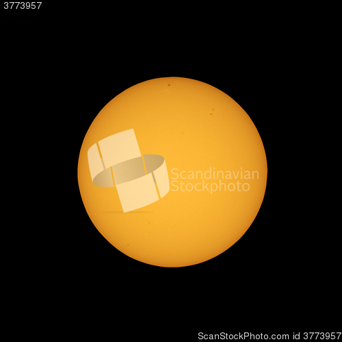 Image of Sun with sunspots seen with telescope