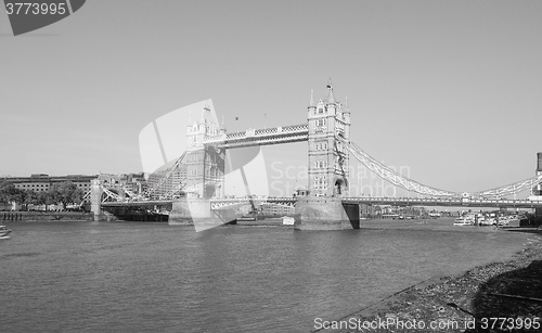 Image of Black and white Tower Bridge in London