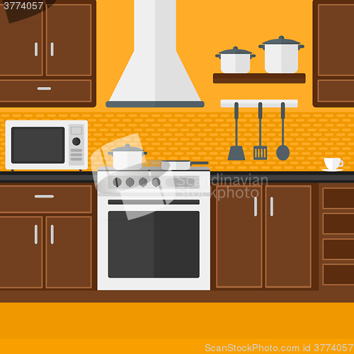 Image of Background of kitchen with appliances.