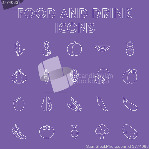 Image of Food and drink icon set.