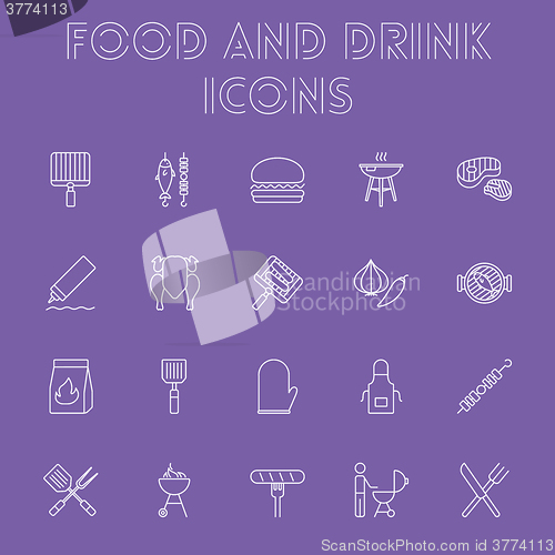Image of Food and drink icon set.