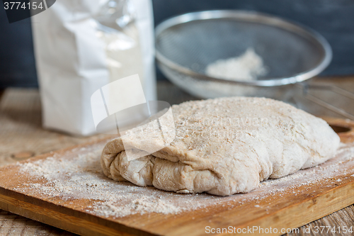 Image of Dough on a floured table.