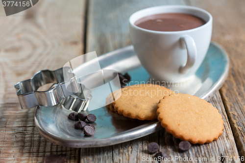 Image of Shortbread cookies and a cup of hot chocolate.