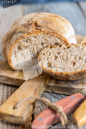 Image of Homemade organic bread from whole wheat flour.