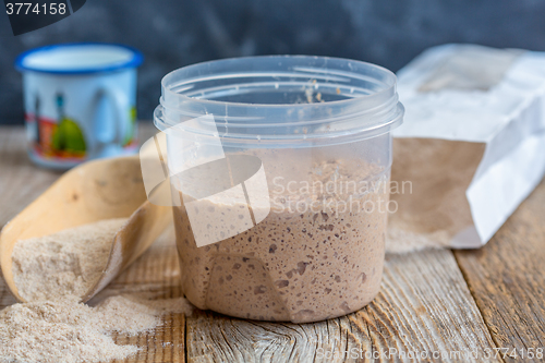 Image of Rye sourdough for baking homemade bread.