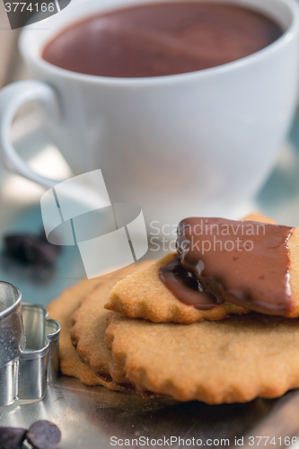 Image of Shortbread cookies and hot chocolate.