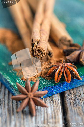 Image of Cinnamon and star anise - Christmas spices.
