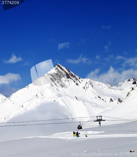 Image of Ski resort at nice sun day after snowfall