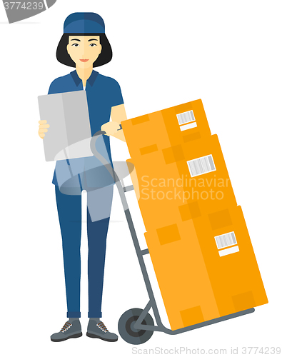 Image of Woman delivering boxes.