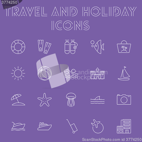 Image of Travel and holiday icon set.