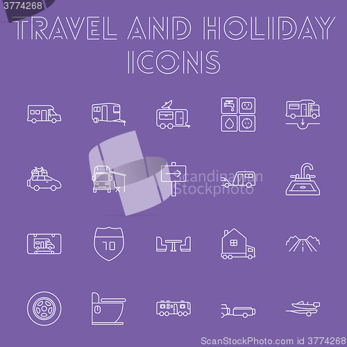 Image of Travel and holiday icon set.