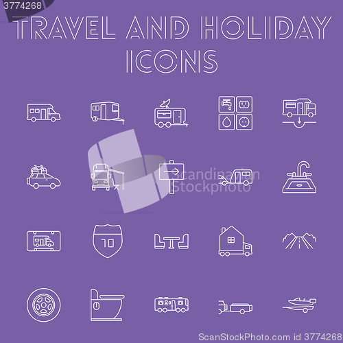 Image of Travel and holiday icon set.