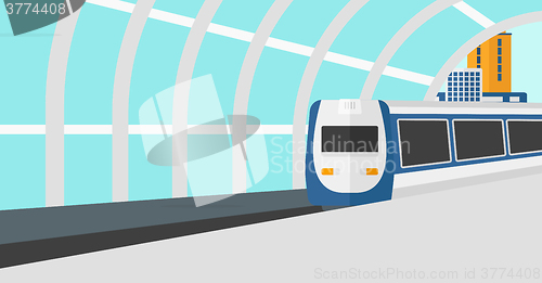 Image of Background of modern train arriving at the station.