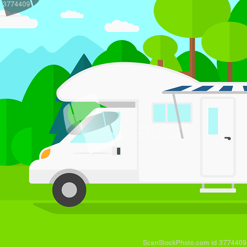 Image of Background of motorhome in the forest.