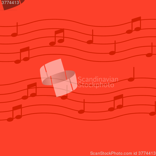 Image of Music notes on red background.