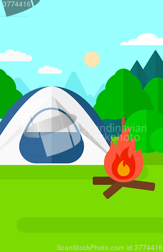 Image of Background of camping site with tent.