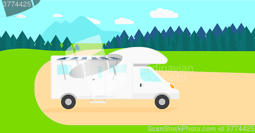 Image of Background of motorhome in the forest.