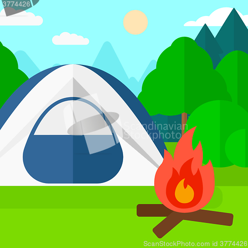 Image of Background of camping site with tent.