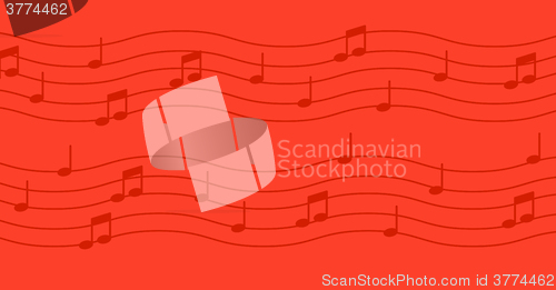 Image of Music notes on red background.