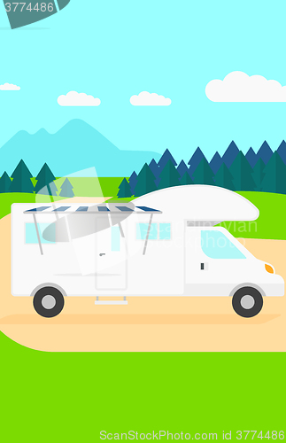 Image of Background of motorhome in the forest.