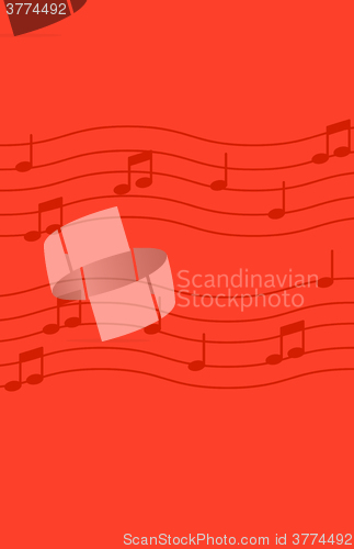 Image of Music notes on red background.