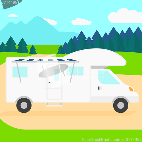 Image of Background of motorhome in the forest.