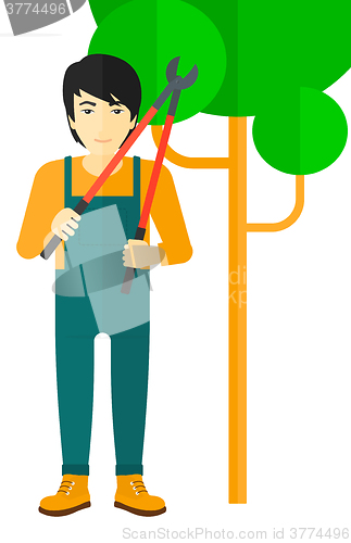 Image of Farmer with pruner.