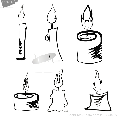 Image of Set of Different Burning Retro Candles