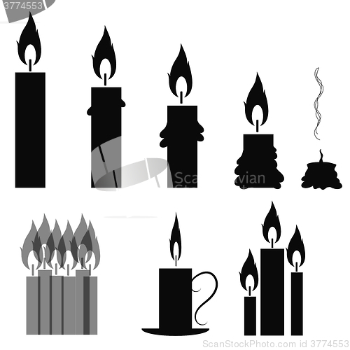 Image of Set of Different Burning Retro Candles