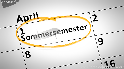 Image of summer semester 1st of april in german language