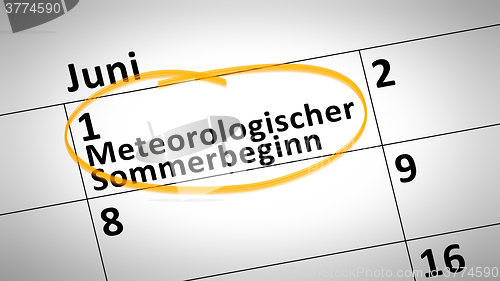 Image of Meteorological beginning of the summer first of june in german l
