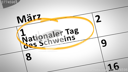 Image of National Day of the Pig first of March in german language