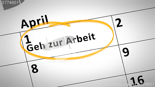 Image of go to work day 1st of april in german language