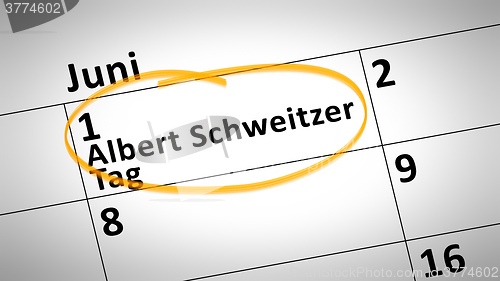 Image of Albert Schweitzer day first of june in german language