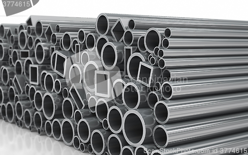 Image of Stack of steel pipes