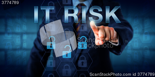 Image of IT Manager Pressing IT RISK Onscreen