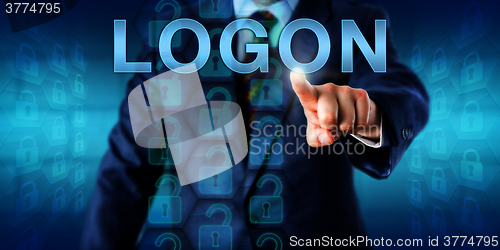 Image of Business Client Pressing LOGON